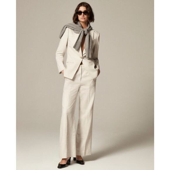 J. Crew Pants - J.Crew Carolina Flare Pant in Stretch Linen Blend Flax Ivory Size 4 NWT